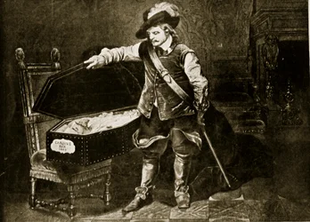 Cromwell betraktar Charles I:s kropp, illustration från "Hutchinson