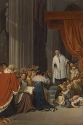 Saint Vincent de Paul predikar för Ludvig XIII:s domstol på uppdrag av de övergivna barnen, 1823