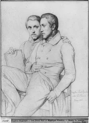 Dubbelporträtt av Hippolyte och Paul Flandrin, 1835 (svart bly på papper)