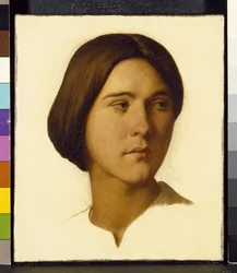 Chef för en ung kvinna som ser till vänster, 1800-talet