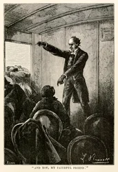 Och du, min trogna vän., från Jorden runt på åttio dagar av Jules Verne (1828-1905) graverad av Louis, 1873