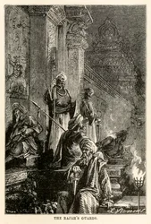 Rajahs guards, from Around the World in Eighty Days av Jules Verne (1828-1905), graverad av Adolphe François Pannemaker (1822-1900), 1873