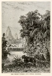 Röken formade sig till spiralpelare, från Around the World in Eighty Days av Jules Verne (1828-1905), 1873