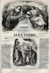 Alexander den store tragedi i fem akter - gravyr i "" Verk av Jean Racine"" illustrerad av Pauquet och notis av Emile de La Bedolliere - 1851