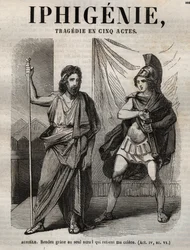 Iphigenie tragedi av Jean Racine - gravyr i "" Oeuvres de Jean Racine"" illustrerad av Pauquet och notis av Emile de La Bedolliere - 1851