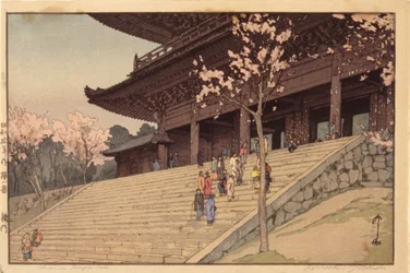 Chionin Temple Gate (trätryck i färg)
