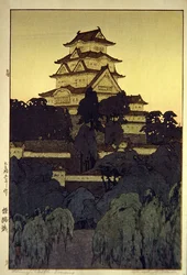 Kvällsvy över Himeji-slottet