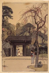 Plum Gateway (trätryck i färg)