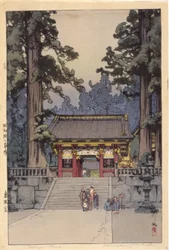 Toshoyu Shrine (trätryck i färg)