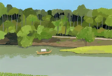 Siem Reap River, Angkor Thom, 2016，