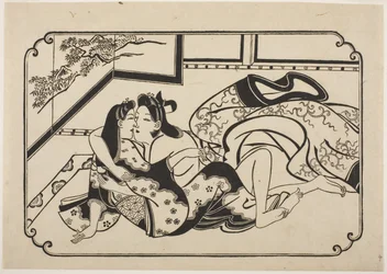 Flirting Lovers, ca 1673-81 (träblockstryck)
