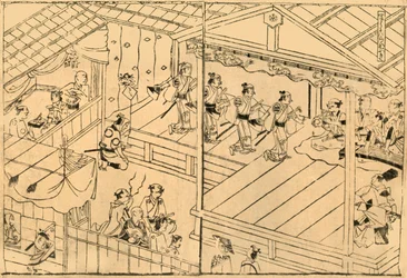Kabuki-föreställning i Shijo-flodbädden, 1658, 1924.