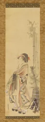 Flicka som spelar med racket och fjäderboll, 1615-1868.