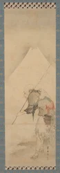 Fiskaren Hakuryo och berget Fuji, Edo-perioden, 1770-1820.