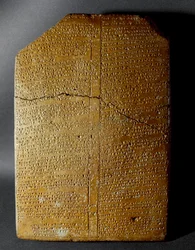 Hettitisk civilisation: kilskriftstavla som transkriberar ritualen från Amihatna, överstepräst för den gudomliga Ishara, från platsen för Hattusa (nuvarande Bogazkoi) 1650-1200 f.Kr. Istanbuls arkeologiska museum