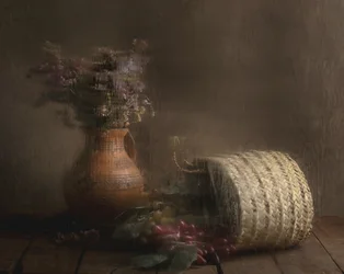 Rustika druvor och blommor