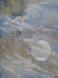 Jag måste hämta ner alla stjärnorna för att polera dem, från berättelsen om "Ole-Luk-Oie" i en upplaga av "Sagor" av Hans Christian Andersen (1805-75) 1920 (akvarell på papper)