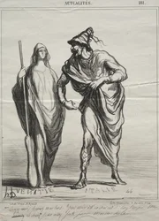 Aktualiteter, skylt 181: Vad tar du mig för! Ta min arm, 1866.
