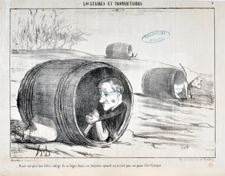Konstverk av Honore Daumier (1808-1879) Charivari från 1854: Serie TENNIQUES ET OWNIRES "C