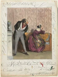 Caricaturana tallrik 36: From What! Från vad! Din hemgift..., 1837.