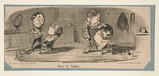 Hos skräddaren, hos frisören, i Charivari, 3, 16 och 19 februari 1853