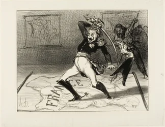 Kejsar Nicolas arbetar i sitt skåp, skylt 94 från Actualités, 1850