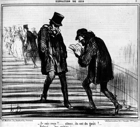 Jag är mottagen!!... Kom igen, de smakar!... - Vägra... idioter! , hämtat från "" Paintings and Salons", tecknad serie av Honore Daumier (1808-1879). “Charivari”