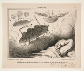 Ingenjören på Leviathan, som i sin dröm finner sättet att få sitt fartyg att gå framåt. Plansch 478 ur serien Dagens nyheter, ur tidskriften La Charivari