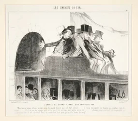 Ingången till den stora järnvägstunneln, ur Les Chemins de Fer, i Le Charivari, 22 mars 1844