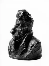 Byster laddade med "Kändisar från den rättfärdiga mitten"-karikatyr av Jean Auguste Chevandier de Valdrome (1781-1865), ställföreträdare och jämnårig i Frankrike. Den dumma.” Skulptur av Honore Daumier (1808-1879) 1800-talet. Inv L 48,9 Dim i cm H 18 x B 1