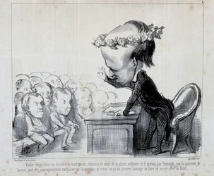 Minnen från fredskongressen: Victor Hugo (nr 1 i serien) - av Daumier, i "" Charivari"" av 1849-09-06