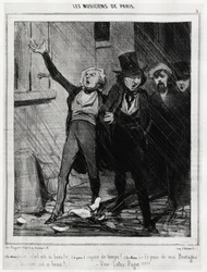 Musiker i Paris: "Solen är så vacker!.... Det är en otäck tid!... Och sedan från Bretagne, himlen är så vacker!.... Vive Loisa Puget" (1810-1889, kompositör av romansmusik). Illustration av Honore Daumier (1808-1879), publicerad i nyheterna i "Charivari".