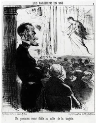 Parisare 1852: en parisare förblir trogen tragedikulten. Illustration d