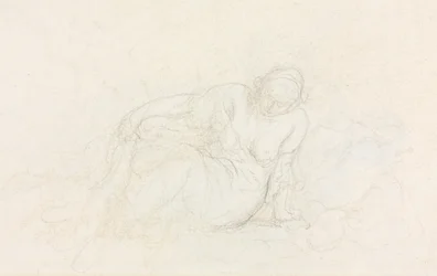 Liggande kvinna som lutar sig på sin arm tergo, 185560.