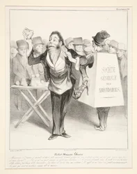 Robert-Macaire bokhandlare. (Robert Macaire bokhandlare.), pl. 14 från serien Caricaturana i albumet Les Robert Macaires