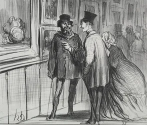 Utställningen 1859 plåt 8: Målaren som hade en målning vägrade..., 1859.