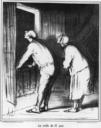 Aftonen den 13 juni..., tecknad av Honore Daumier (1808-1879). “Charivari”
