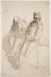 Two Saltimbanques, ca 1865-73 (svart-grå bläck, grå tvättar på papper)