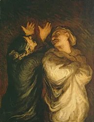 Un Scapin, 1860-62 (olja på panel med vagga)