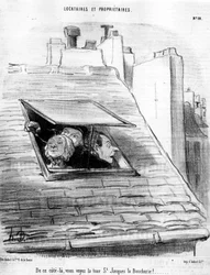 från denna sida ser du St. Jacques Tower the Boucherie!... , hämtat från "" Tenants et Owners", tecknad serie av Honore Daumier (1808-1879). “Charivari”