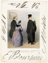 "- Är det inte underbart att ha en son som är advokat ... vilken ära för familjen ... Adolph, jag vill att du ska vara klädd så här hela dagen!", plansch 21 från Les Bons Bourgeois