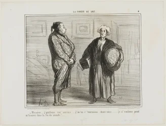 "- Monsieur, jag säger upp mig från er tjänst, jag åker hem... Jag vill inte vara här när världen går under", plansch 4 från La Cométe De 1857