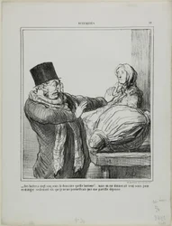 "- Ostron för 25 sous per dussin, fruktansvärt!... Även om du gav mig 100 sous för att äta ett halvt dussin, skulle jag inte tillåta mig en sådan utgift", plansch 18 från Actualités