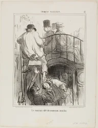 En obehaglig aspekt av den nya typen av Omnibus, plansch 13 från Croquis Parisiens