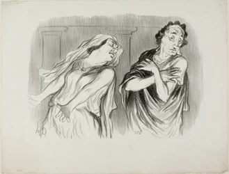 Andromache. "- Vår familjs öde var den skoningslösa döden, min man torterades till slutet av sitt andetag", plansch 6 ur Physionomies Tragiques