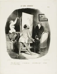 ”Kom in, Monsieur, var inte blyg. Det är en levande tavla.... precis som ni skulle se vid Porte Saint-Martin”, plansch 62 ur Les Bons Bourgeois