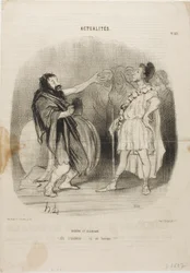 Diogenes och Alkibiades på Odeon. "- Ah... det är modernt.... vilken man!", plansch 121 från Actualités