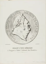 Ludvig Filip, fransmännens siste kung 1848. Förlaga till en medalj som ska tillverkas av det nationella myntverket