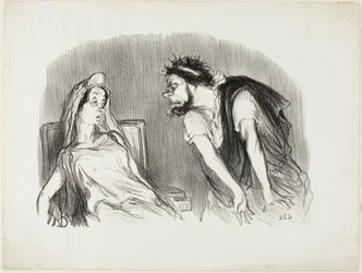 Oedipe. "- När mitt svärd skar in i hans blödande hjärta - Ni darrar Madame - Det var då världen föll samman", platta tio från Physionomies tragiques