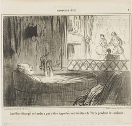 Förslag till förbättring för teatrarna i Paris, som inte kommer att undgå att ha sin effekt under hunddagarna, plansch 4 från Croquis d